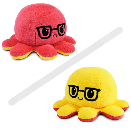 Reversible Octopus Plush Red/Yellow with Glasses
