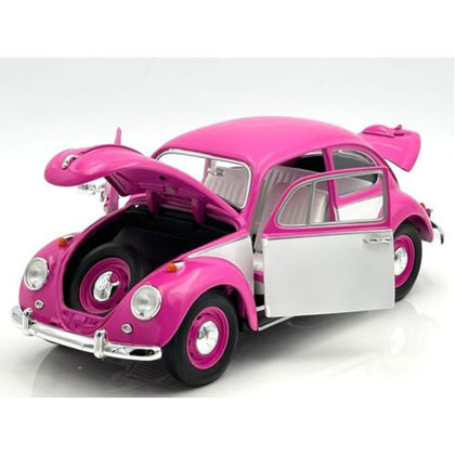 Greenlight VW Pink & White 1967 Beetle Right Hand Drive 1:18 Scale Diecast Vehicle