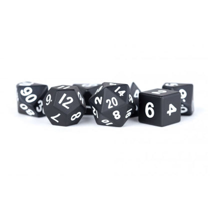 MDG Metal Poly Black 7 Dice Set