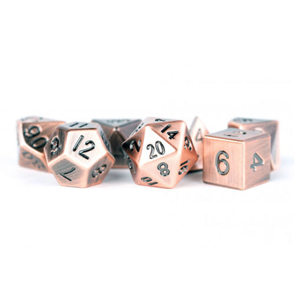 MDG Metal Poly Antique Copper 7 Dice Set