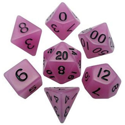 MDG Acrylic Dice Set Glow in the Dark Purple