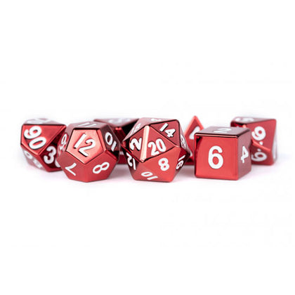 MDG Metal Poly Red 7 Dice Set