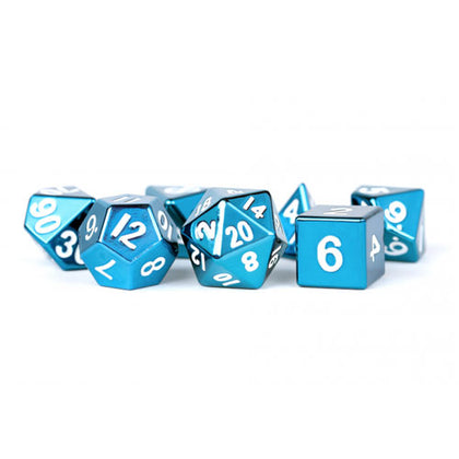 MDG Metal Poly Blue 7 Dice Set