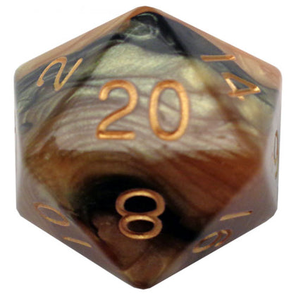 MDG Polyhedral Acrylic Dice 35mm Mega D20 Black/Yellow/Gold