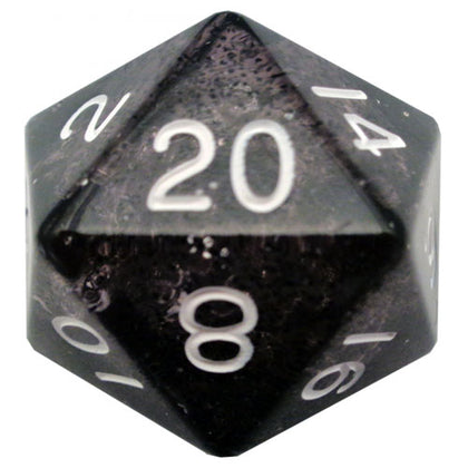 MDG Polyhedral Acrylic Dice 35mm Mega D20 Etheral Black/White