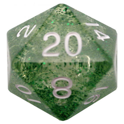 MDG Polyhedral Acrylic Dice 35mm Mega D20 Ethereal Green/White