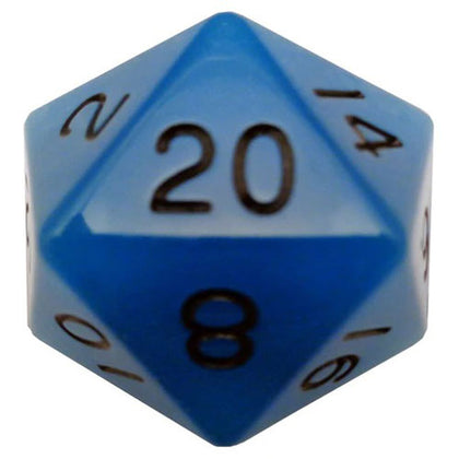 MDG Polyhedral Acrylic Dice 35mm Mega D20 Glow Blue/Black