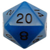 MDG Polyhedral Acrylic Dice 35mm Mega D20 Glow Blue/Black