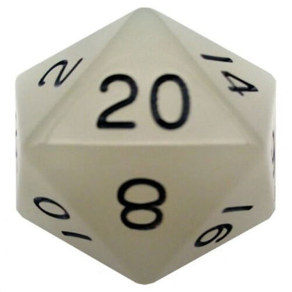 MDG Polyhedral Acrylic Dice 35mm Mega D20 Glow Clear/Black