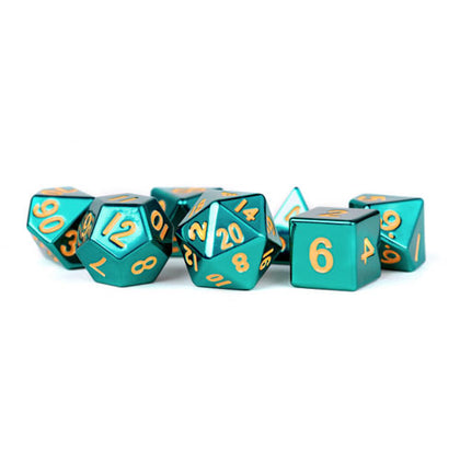 MDG Metal Poly Turquiose 7 Dice Set