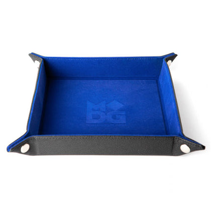 MDG Folding Dice Tray with Leather Backing Blue Velvet