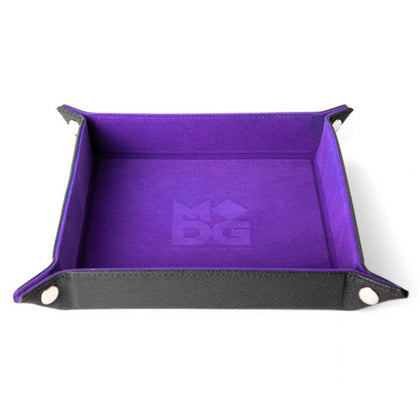 MDG Folding Dice Tray with Leather Backing Purple Velvet