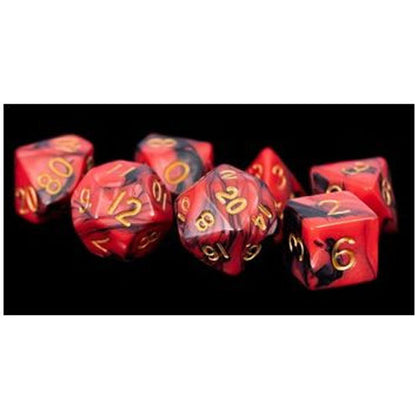 MDG Acrylic Dice Set Gold Numbers Red/Black