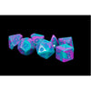 MDG Acrylic Dice Set Blue Numbers Purple Teal