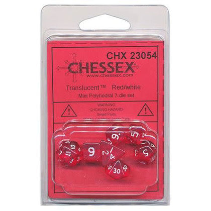 Chessex Transparent Mini Red/White 7 Die Set