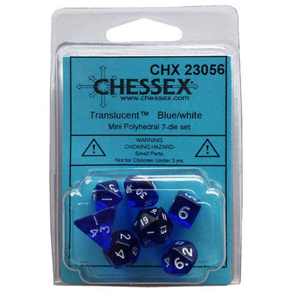 Chessex Transparent Mini Blue/White 7 Die Set