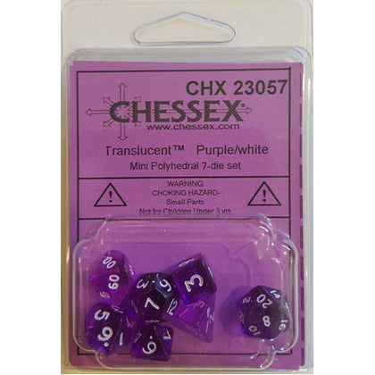 Chessex Transparent Mini Purple/White 7 Die Set