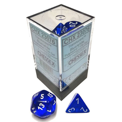 Chessex Translucent Polyhedral Blue/White 7 Die Set