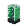 Chessex Translucent Green White 16mm 12 D6 Block Set