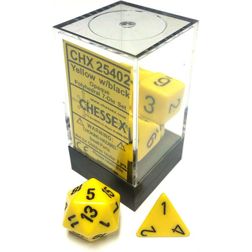 Chessex Opaque Polyhedral Yellow/Black 7 Die Set