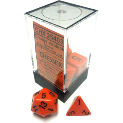 Chessex Opaque Polyhedral Orange/Black 7 Die Set