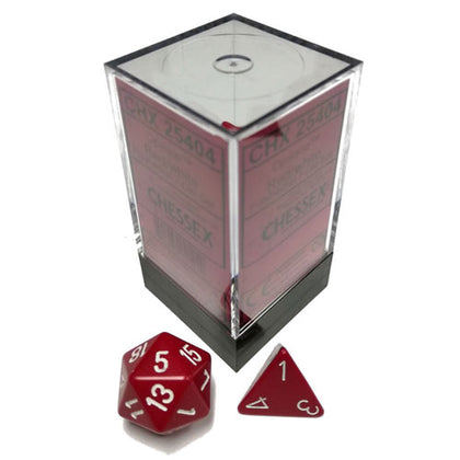 Chessex Opaque Polyhedral Red/White 7 Die set