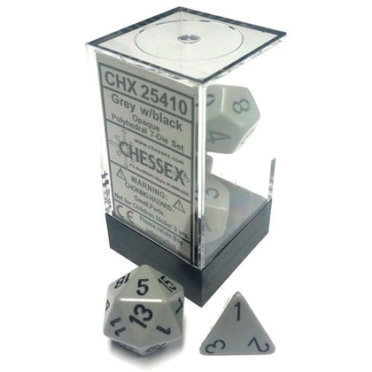 Chessex Opaque Polyhedral Dark Grey/Black 7 Die Set