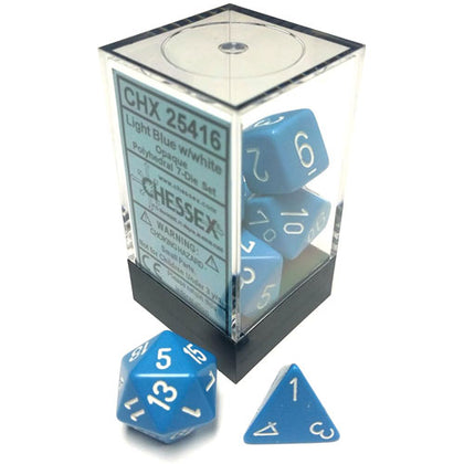 Chessex Opaque Polyhedral Light Blue/White 7 Die Set