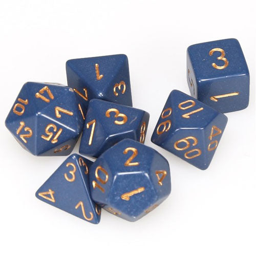 Chessex Opaque Polyhedral Dusty Blue/Copper 7 Die Set