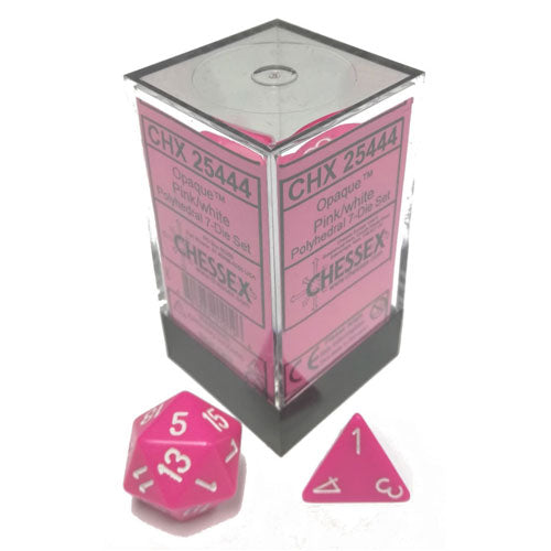Chessex Opaque Polyhedral Pink/White 7 Die Set