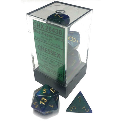 Chessex Gemini Blue Green/Gold 7 Die Set