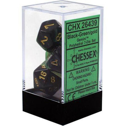 Chessex Gemini Black Green/Gold 7 Die Set