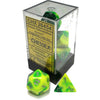 Chessex Gemini Green-Yellow/Silver Blacklight 7 Die Set