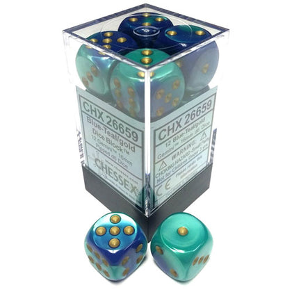 Chessex Gemini Blue Teal/Gold 16mm