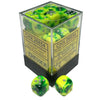 Chessex 36 Green Yellow Silver Gemini 12mm D6 Die Set