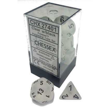 Chessex Frosted Clear/Black 7 Die Set