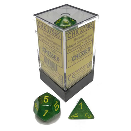 Chessex Borealis Polyhedral Maple Green/Yellow 7 Die Set