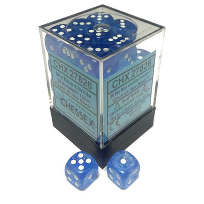 Chessex Sky Blue/White D6 12mm Dice Set