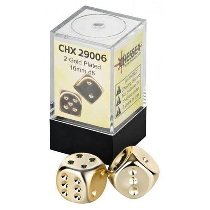 Chessex Gold Metallic D6 16mm Pair