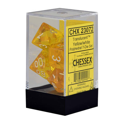 Chessex Translucent Polyhedral Yellow/White 7 Die Set