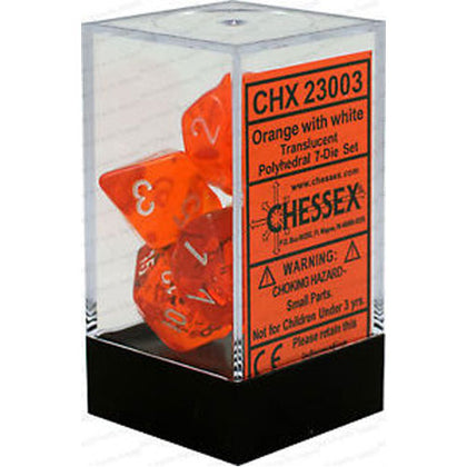 Chessex Translucent Polyhedral Orange/White 7 Die Set