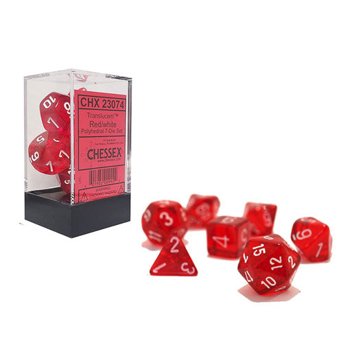 Chessex Translucent Polyhedral Red/White 7 Die Set