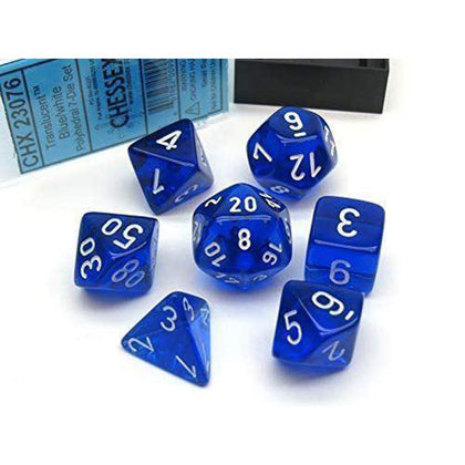 Chessex Translucent Polyhedral Blue/White 7 Die Set