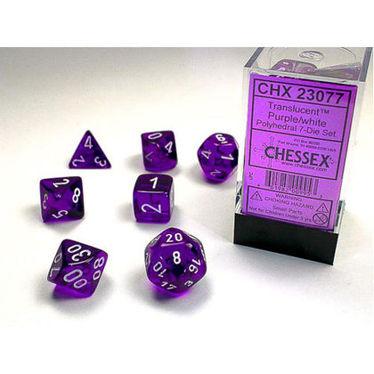Chessex Translucent Polyhedral Purple/White 7 Die Set