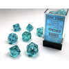 Chessex Translucent Polyhedral Teal/White 7 Die Set