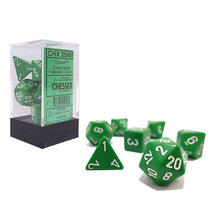 Chessex Opaque Polyhedral Green White 7 Die Set