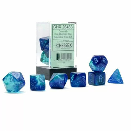 Chessex Gemini Blue/Light Blue Luminary 7 Die Set