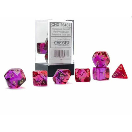 Chessex Gemini Translucent Red-Violet/Gold Luminary 7 Die Set