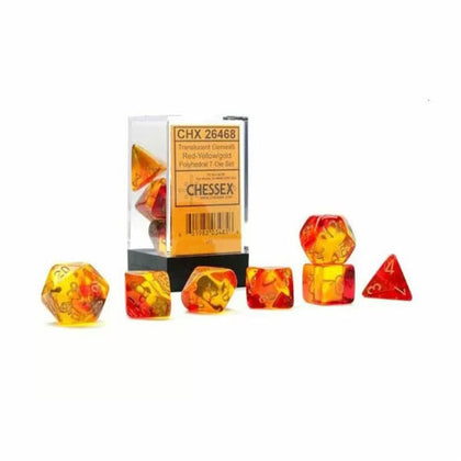 Chessex Gemini Translucent Red-Yellow/Gold 7 Die Set