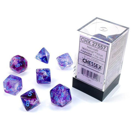 Chessex Nebula Nocturnal Blue Luminary 7 Die Set